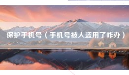 保护手机号（手机号被人盗用了咋办）