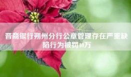 晋商银行朔州分行公章管理存在严重缺陷行为被罚40万