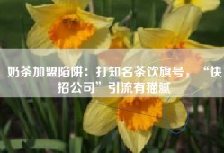 奶茶加盟陷阱：打知名茶饮旗号，“快招公司”引流有猫腻