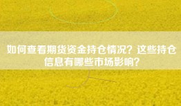 如何查看期货资金持仓情况？这些持仓信息有哪些市场影响？
