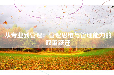 从专业到管理：管理思维与管理能力的双重跃迁