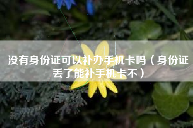 没有身份证可以补办手机卡吗（身份证丢了能补手机卡不）